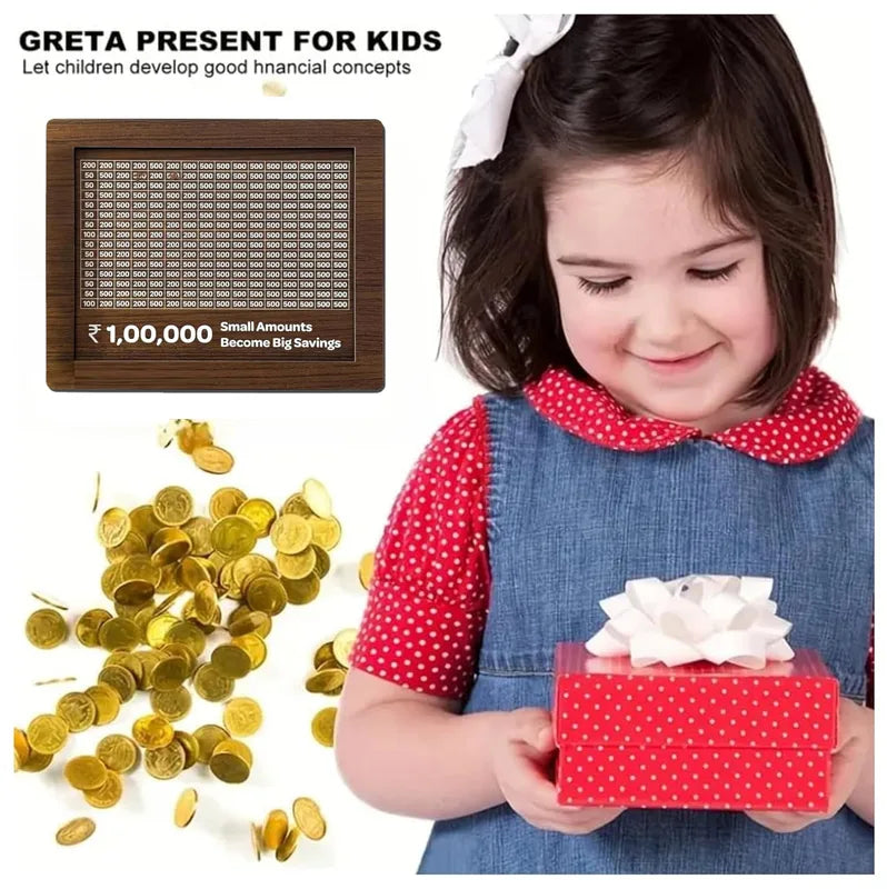 Money Bank Wooden Piggy Bank for Kids & Adults