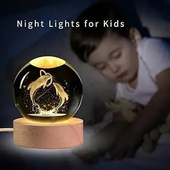 E 3D Dolphin Crystal Ball Night Lamp