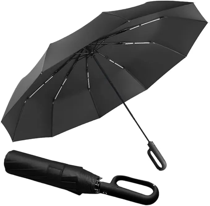Umbrella for Men Women || Folding Umbrella With Carabiner Handle (Black)