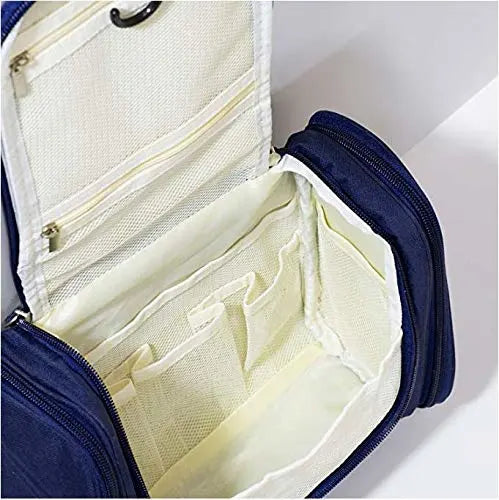 Nylon Multifunctional Travel Pouch Bag Extra Large Makeup Organiser (Navy Blue)
