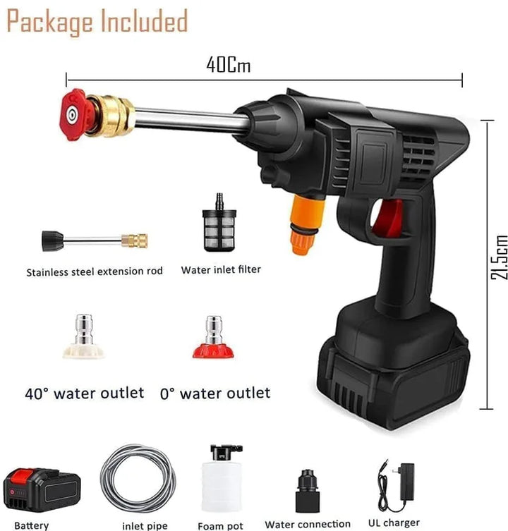 (Double Battery) Cordless Portable Wireless Pressure Washer Gun
