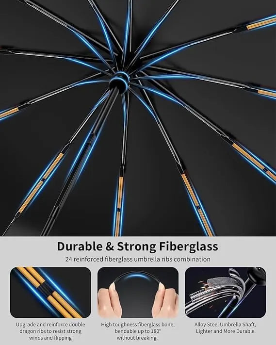 Umbrella for Men Women || Folding Umbrella With Carabiner Handle (Black)