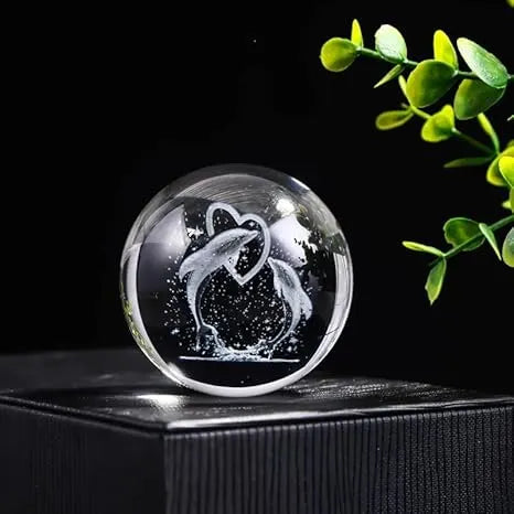 E 3D Dolphin Crystal Ball Night Lamp