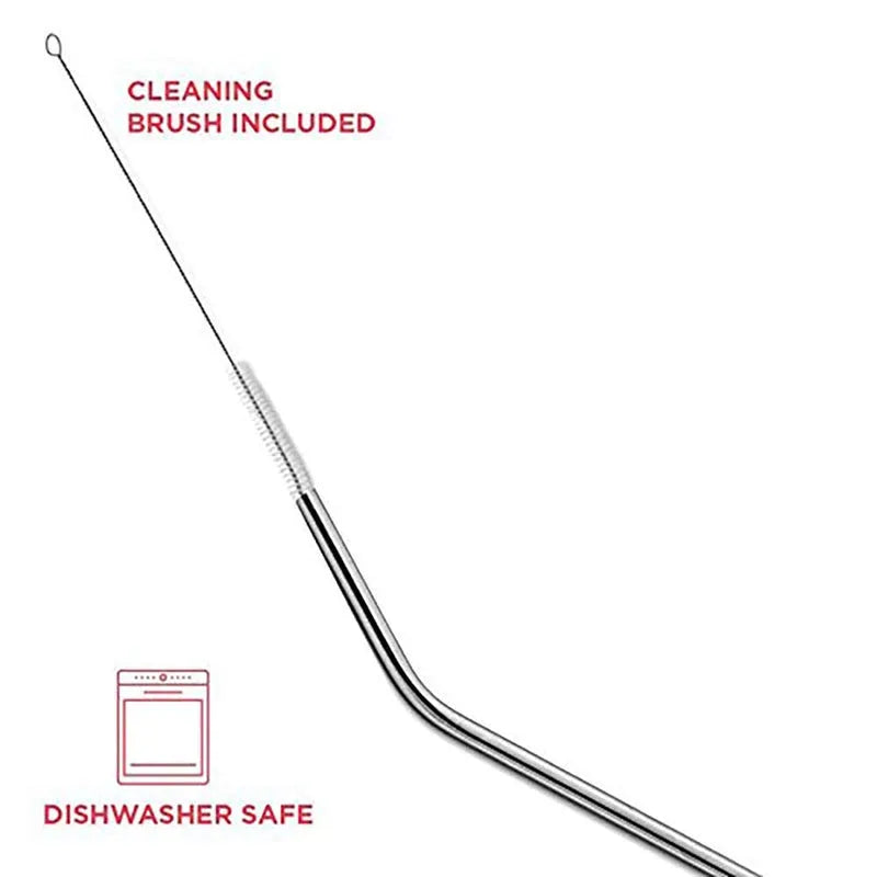 Pack of 4 Reusable Stainless Steel Metal Straws