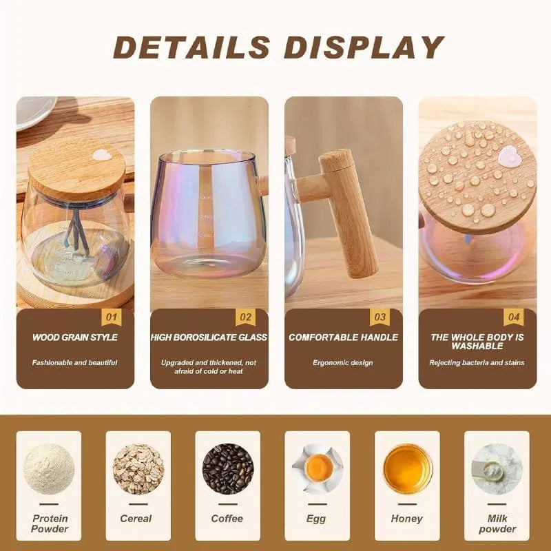 OYZEKX Electric Self-Stirring Coffee Mug Borosilicate Mixing Cup