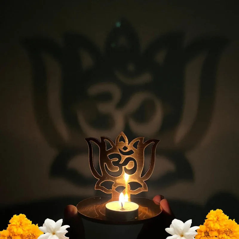 4 pieces Red and Golden MDF Wooden Om Shadow