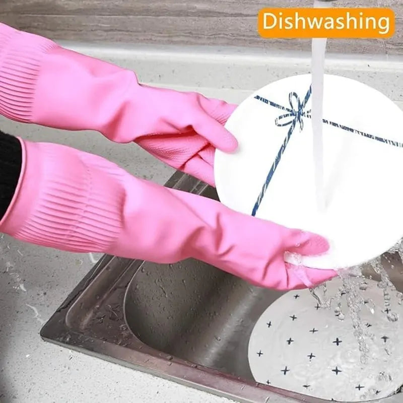 Dishwashing Gloves, Reusable Kitchen,Household and Industrial Cleaning Gloves(pink)
