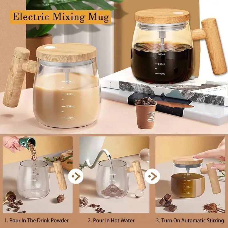 OYZEKX Electric Self-Stirring Coffee Mug Borosilicate Mixing Cup