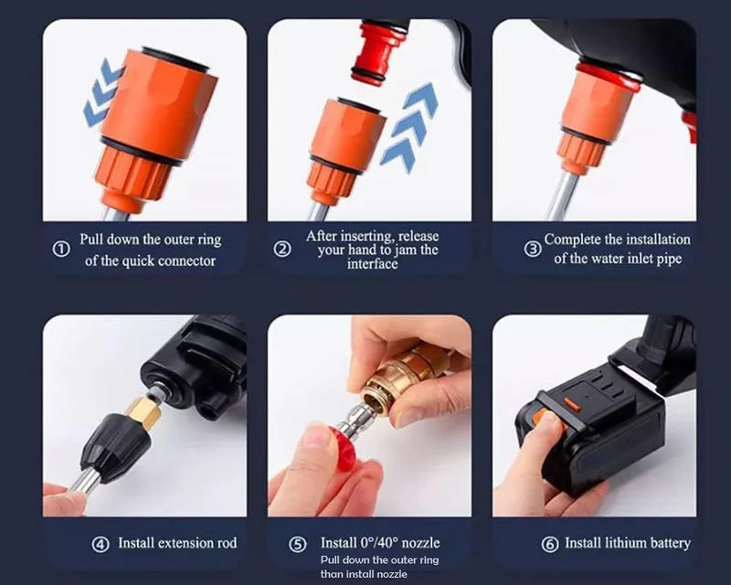 (Double Battery) Cordless Portable Wireless Pressure Washer Gun