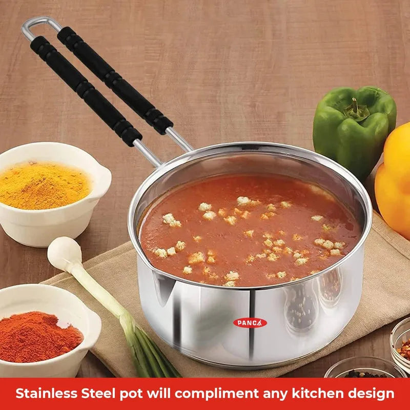Heavy Gauge Stainless Steel Sauce Pan, Tea Pan, Milk Pan (Silver 2 Litre)
