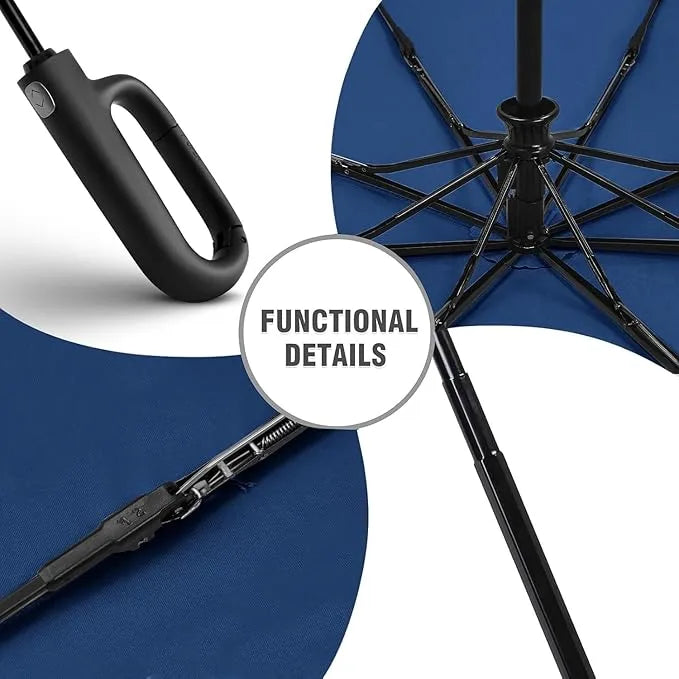 Umbrella for Men Women || Folding Umbrella With Carabiner Handle(Blue)