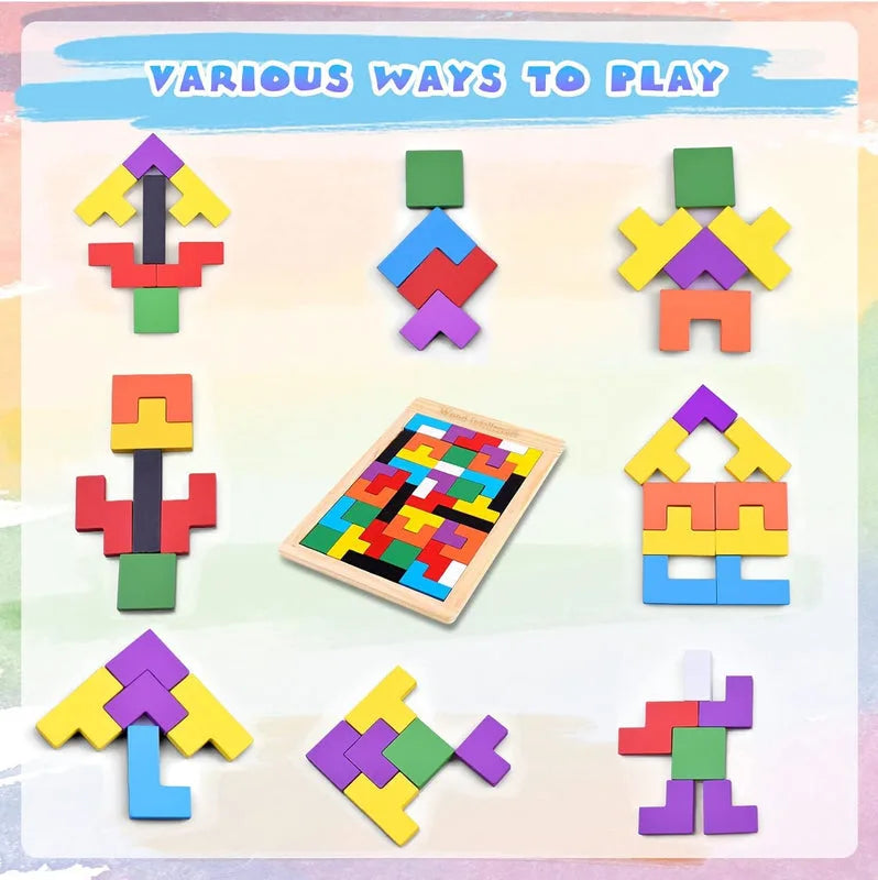OYZEKX Wooden Russian Blocks Puzzles for Kids