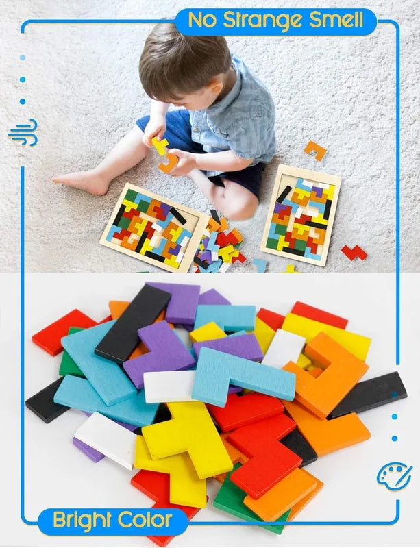 OYZEKX Wooden Russian Blocks Puzzles for Kids