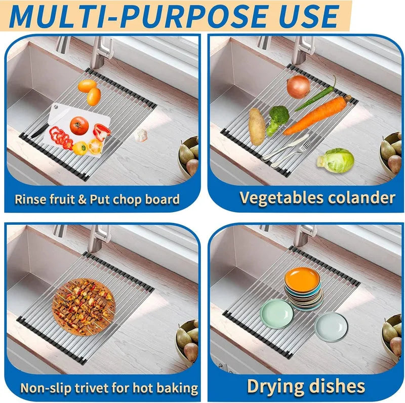 Foldable Roll Up 10 Pipe Dish Drying Rack