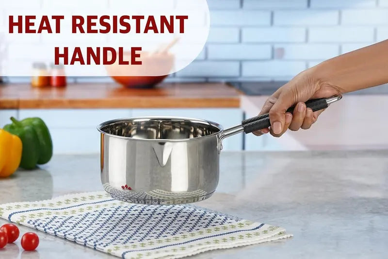 Heavy Gauge Stainless Steel Sauce Pan, Tea Pan, Milk Pan (Silver 2 Litre)