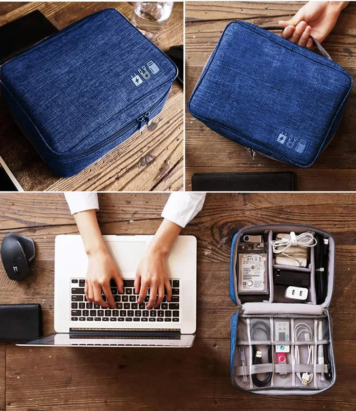 Gadget Organizer Electronics Accessories Organizer Bag(blue)