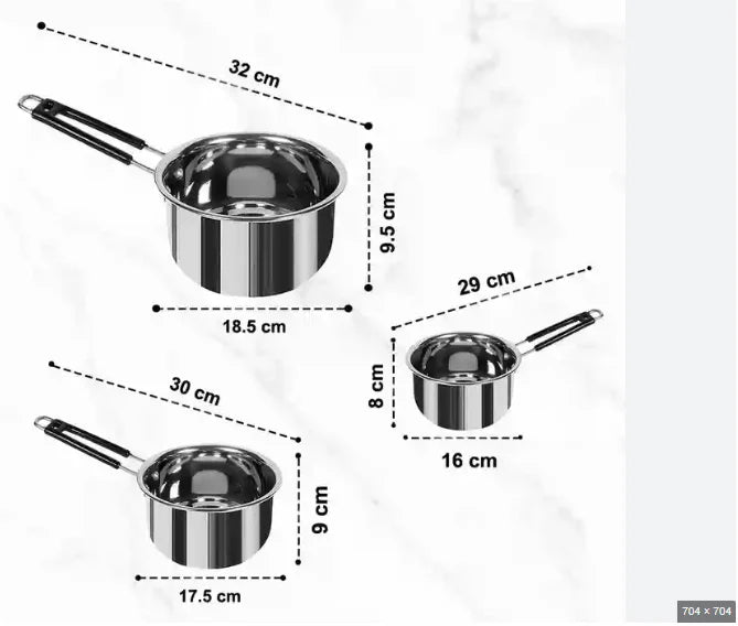 Heavy Stainless Steel Combo Milk Pan/Sauce Pan/Tea PAN