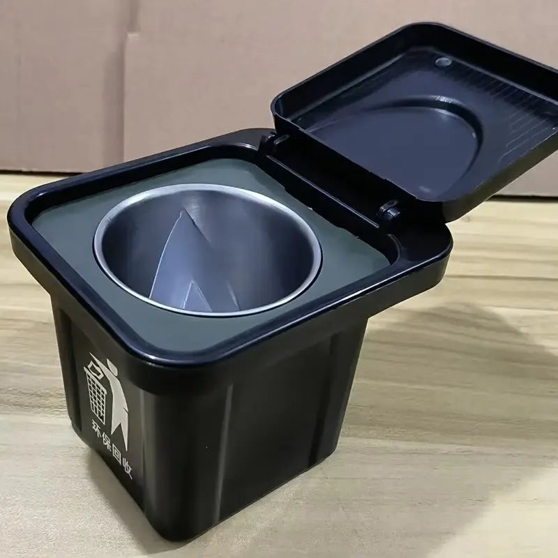 Wall-Mounted, No-Nail Dual-Use Trash Can