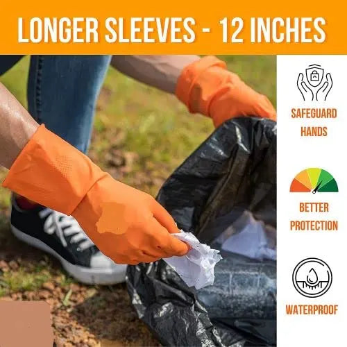 Reusable Rubber Latex PVC Flock lined Long Sleeves