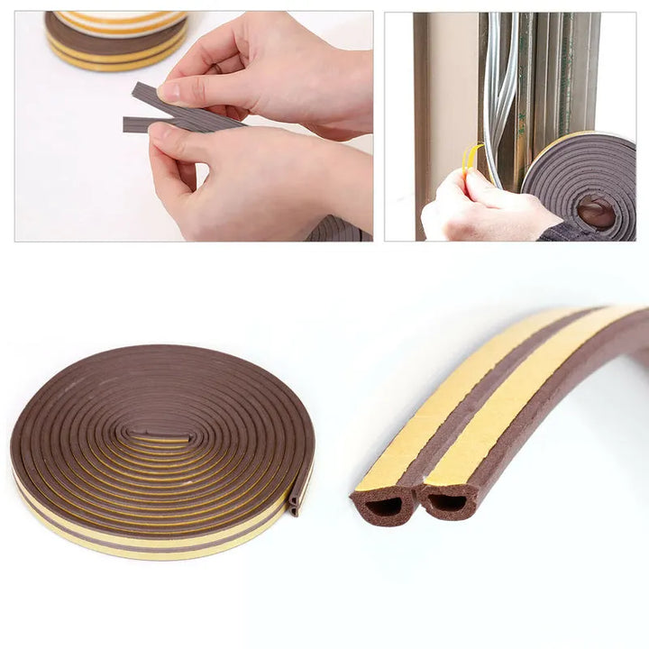 Door Seal D-Type Strip Weather Stripping Self Adhesive Foam for Doors and Window